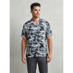 Rock L.A. Tropical Palm Tree Rayon Short Sleeve Hawaiian Button Down Shirt M